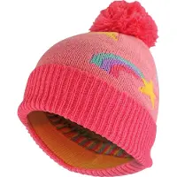 Sock Snob Mädels Regenbogen-Mütze mit Bommel | Warme Wintermütze für Kinder mit Pompon