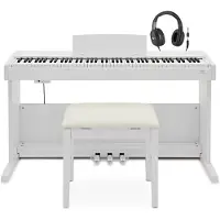 Gear4Music VISIONKEY-500 Digitalpiano im Bundle mit Klavierbank von weiß