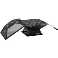 Furnicato Feuerschale Edelstahl 45x45x34cm Schwarz Mit Funkenschutz