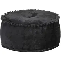 Décoshop26 - Runder Ottomanen-Fußhocker/Pouf 40 x 20 cm aus anthrazitfarbenem Samt DEC030023