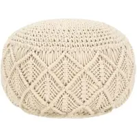 Décoshop26 - Handgefertigter Pouf/Fußhocker geflochtenes Seil 45 x 30 cm beige Baumwolle DEC029978
