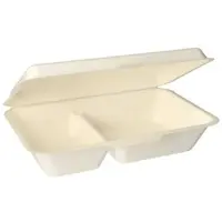 Papstar Menüboxen, Zuckerrohr "pure" 2-geteilt 6,5 cm x 24 cm x 15,5 cm 500 Stück