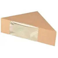 Papstar Sandwichboxen, Pappe mit Sichtfenster aus PLA 12,3 cm x 12,3 cm x 5,2 cm braun 500 Stück
