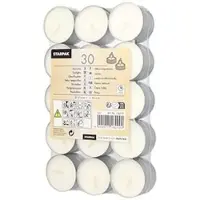 Papstar Starpak 30 Teelichte Ø 37 mm · 16 mm weiss | Schrumpffolie (30 Stück)