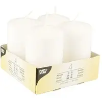 Papstar Starpak 4 Stumpenkerzen Ø 50 mm · 80 mm "Ivory" mit Flachkopf weiss