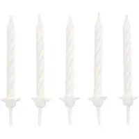 Papstar Geburtstagskerzen 6 cm, weiß mit Halter | Blister (24 Stück)