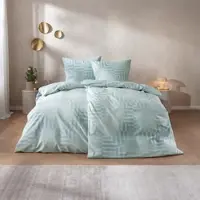 Estella Feinflanell Bettwäsche Brunico eisblau 140x200 cm + 70x90 cm - blau