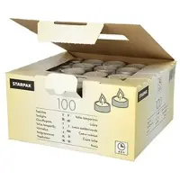 Papstar Starpak 100 Teelichter Ø 38 mm · 22 mm weiss · mit langer Brenndauer 8 h | Faltschachtel (100 Stück)