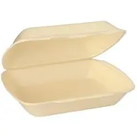 Papstar Starpak 100 Menüboxen mit Klappdeckel, XPS ungeteilt 7,5 cm x 24,3 cm x 20,8 cm Creme