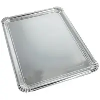 Papstar 10 X 10 Servierplatten, Pappe, PET-beschichtet eckig 34 cm x 45,5 cm silber