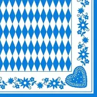 Papstar Servietten 1/4-Falz, 40x40 cm, Bayrisch Blau, 3-lagig | Folie (50 Stück)