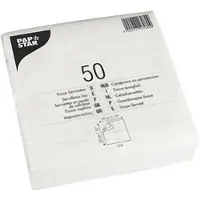 Papstar Servietten 1/4-Falz, 33x33 cm, weiß, 2-lagig | Folie (50 Stück)