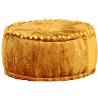 Décoshop26 - Runder Ottomanen-Fußhocker/Pouf 40 x 20 cm aus senfgelbem Samt DEC030027