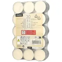 Papstar Starpak 30 Teelichte Ø 37 mm · 19 mm weiss · mit langer Brenndauer 6 h | Schrumpffolie (30 Stück)