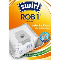 Swirl ROB 1 EcoPor Staubsaugerbeutel (8 Beutel), reißfeste Staubbeutel für einige Absaugstationen von iRobot, im umweltfreundlichen Umkarton, 99,9 % Filterung von Hausstaub & allergenem Feinstaub