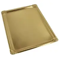 Papstar Starpak 5 Servierplatten, Pappe, PET-beschichtet eckig 34 cm x 45,5 cm gold | Packung (5 Stück)