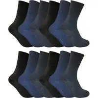 Sock Snob 12 Pack Damen nicht elastische thermische diabetische Socken | Socken Snob | Frauen Soft Top Socken für schlechte Durchblutung - dunkelblau