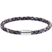 Cai Armband Edelstahl Leder Marine 23cm