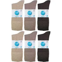 IOMI - 12 Paar Multipack Herren Diabetiker Bambus Socken | Extra breite nahtlose Socken mit nicht elastischen sanften Grip Top - Braun