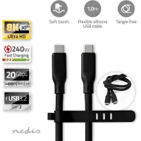Nedis Silikon Ccgb64810bk10 Usb 3.2 Gen 2 Kabel Usb-c M-usb-c M 8k Bei 20 Gb/s Vernickelt 1 M 240w 30hz