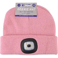 Sock Snob Damen Led Beanie Hut | Damen gestrickt wiederaufladbare Beanie | Winter Beanie mit Stirnlampe - Rosa