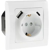 Chilitec Schutzkontakt-Steckdose 23340, UP, 16A/250V, USB-C/PD, weiss