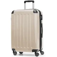 Hauptstadtkoffer - Alex - Hartschalen-Koffer erweiterbarer Trolley glänzende Hartschale Aufgabegepäck Rollkoffer Reisekoffer, 65 cm, 74 Liter,Champagner