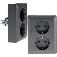 Chilitec MILOS Schutzkontakt-Steckdose 23718, 2-fach, 2in1, 16A/250V, UP, anthrazit