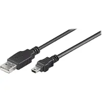 Microconnect USBAMB510, 10 m, USB A, Mini-USB B, USB 2.0, Schwarz