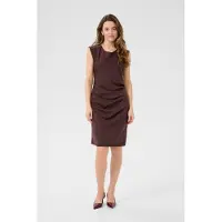 Kaffe Midikleid "Damen Kleid KAindia", Damen, Gr. S, N-Gr, braun (fudge), Obermaterial: 76% Polyester Pol. recyc.. 20% Viskose CV. 4% Elasthan EL., Kleider Midikleid