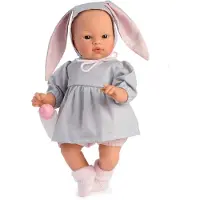 ASI - Koke doll in gray dress with a hood with rabbit ears