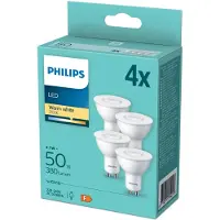 Philips Spot 50 W PAR16 GU10 x4, 4,7 W, 50 W, GU10, 380 lm, 15000 h, Warmweiß