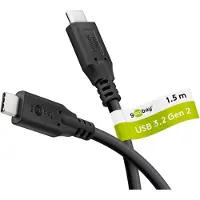 Goobay USB-C-Kabel, 1,5 m, schwarz, 100 W, 5 A, 10 Gbit/s, USB 3.2, Power Delivery