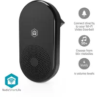 Nedis SmartLife Gong - RF, Frequenz 433 Mhz - Zubehör für: WIFICDP11BK / WIFICDP21BK / WIFICDP31BK - Netzstromversorgung - 55 Melodien - 110 - 240 V AC 50/60 Hz - Verstellbares Volumen - Schwarz