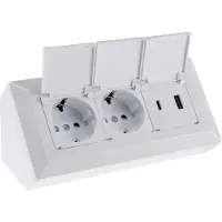 Chilitec 2-fach Steckdosenblock USB-A+C weiß 250V/ 16A USB 3,1A PD mit Klappen