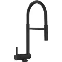 VIZIO Unterfenster Wasserhahn Umklappbar 6 CM Schwarz Matt Küchenarmatur, 360¬∞ schwenkbarem Auslauf und abnehmbare 2 Strahl Handbrause - LINKER HEBEL