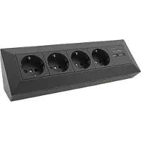 Chilitec 4-fach Steckdosenblock + 2x USB schwarz 250V/ 16A Aufbaumontage USB 3,1A