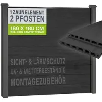 Juskys WPC Zaun aus Elementen & Pfosten