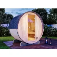 FinnTherm Fasssauna Mini XS 199x160cm Naturbelassen mit 42mm Wandstärke