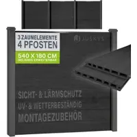 Juskys WPC Zaun aus Elementen & Pfosten