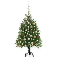 Syfax Künstlicher Weihnachtsbaum mit Beleuchtung & Kugeln 120 cm Grün