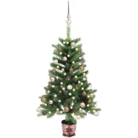 Syfax Künstlicher Weihnachtsbaum mit Beleuchtung & Kugeln 90 cm Grün