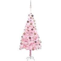 Syfax Künstlicher Weihnachtsbaum mit Beleuchtung & Kugeln Rosa 150cm