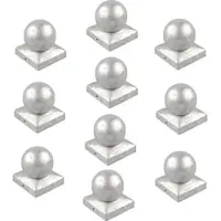 TRUTZHOLM 10x Pfostenkappe verzinkt 71 mm Kugel Abdeckkappe für Pfosten 7 x 7 cm Kugel, 101x101 mm, Edelstahl