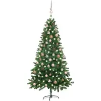 Syfax Künstlicher Weihnachtsbaum mit Beleuchtung & Kugeln 150 cm Grün