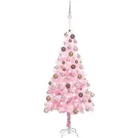 Prolenta Maison Exclusive - Künstlicher Weihnachtsbaum mit Beleuchtung & Kugeln Rosa 180cm