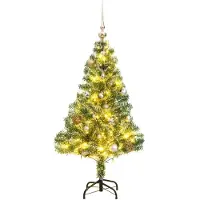Syfax Künstlicher Weihnachtsbaum mit Schnee & Kugeln 150 LEDs 150 cm