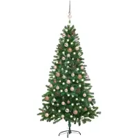 vidaXL Möbel Künstlicher Weihnachtsbaum mit Beleuchtung & Kugeln 180 cm Grün - Weihnachtsgirlanden 3077641