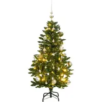 Prolenta Maison Exclusive - Künstlicher Weihnachtsbaum Klappbar 150 LEDs & Kugeln 150 cm