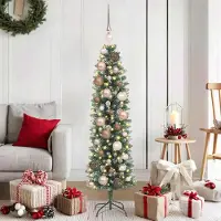 vidaXL Eleganten-Stil Künstlicher schlanker Weihnachtsbaum mit 150 LEDs Grün 120 cm DE2172668